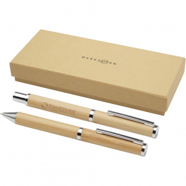 Logotrade promotional product picture of: Apolys bamboo ballpoint and rollerball pen gift set 