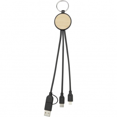 Logotrade corporate gifts photo of: Tecta 6-in-1 recycled plastic/bamboo charging cable with keyring
