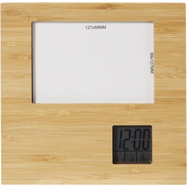 Logo trade promotional gifts picture of: Sasa bamboo photo frame with thermometer