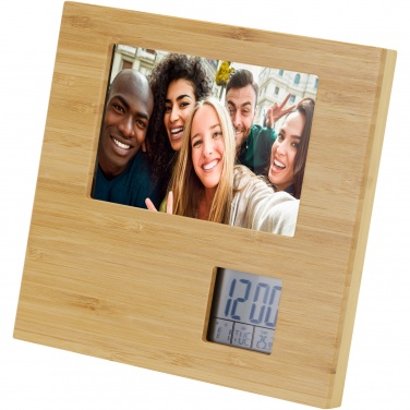 Logotrade promotional giveaway image of: Sasa bamboo photo frame with thermometer