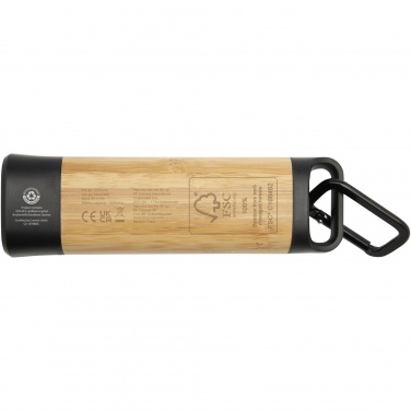 Logo trade promotional giveaway photo of: Kuma bamboo/RCS recycled plastic torch with carabiner