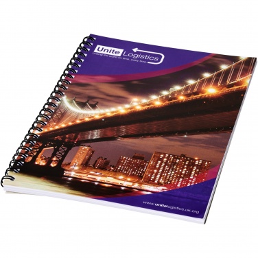 Logo trade promotional merchandise image of: Desk-Mate® A5 spiral notebook with printed back cover