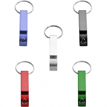 Logotrade promotional item image of: Tao RCS recycled aluminium bottle and can opener with keychain 