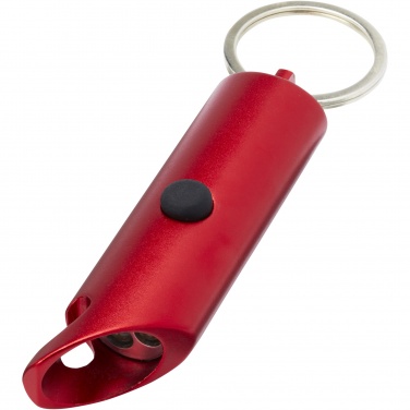 Logo trade promotional merchandise photo of: Flare RCS recycled aluminium IPX LED light and bottle opener with keychain