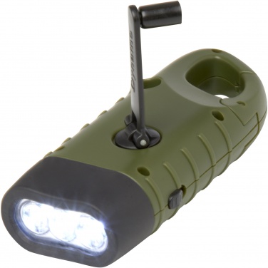 Logotrade advertising product picture of: Helios recycled plastic solar dynamo flashlight with carabiner