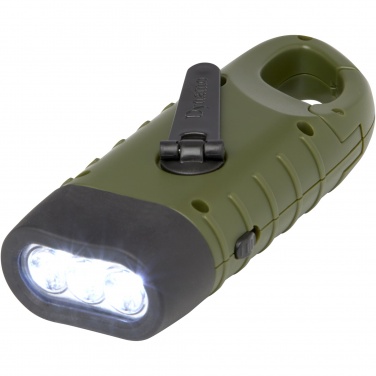 Logo trade promotional gifts image of: Helios recycled plastic solar dynamo flashlight with carabiner