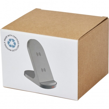 Logotrade corporate gift image of: Loop 15W dual coil RCS recycled plastic wireless charging stand