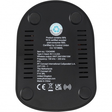 Logo trade corporate gifts image of: Loop 15W dual coil RCS recycled plastic wireless charging stand