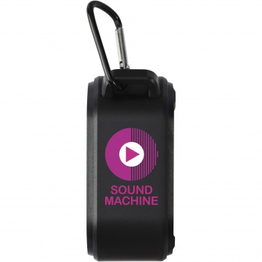 Logotrade corporate gifts photo of: Solo 3W IPX5 RCS recycled plastic solar Bluetooth® speaker with carabiner 