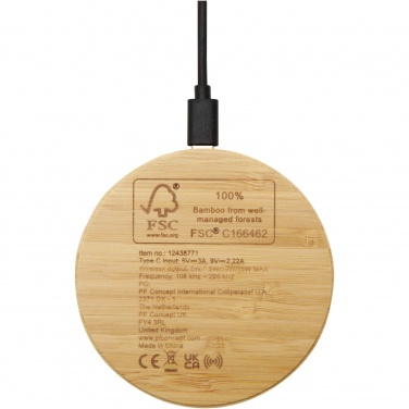 Logo trade promotional items picture of: Essence 15W bamboo wireless charging pad
