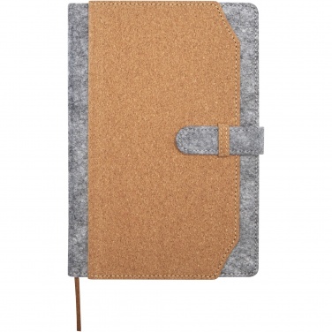Logo trade advertising products image of: Viviana A5 recycled felt and cork notebook