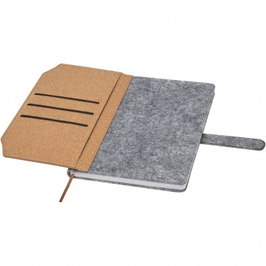 Logo trade business gifts image of: Viviana A5 recycled felt and cork notebook