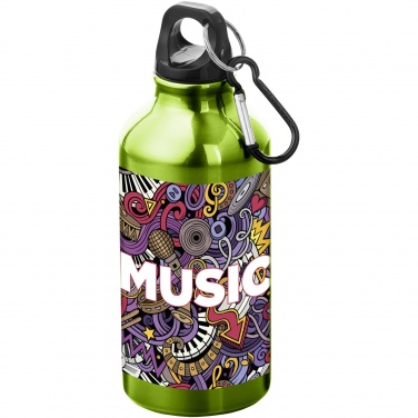 Logo trade promotional item photo of: Oregon 400 ml aluminium water bottle with carabiner