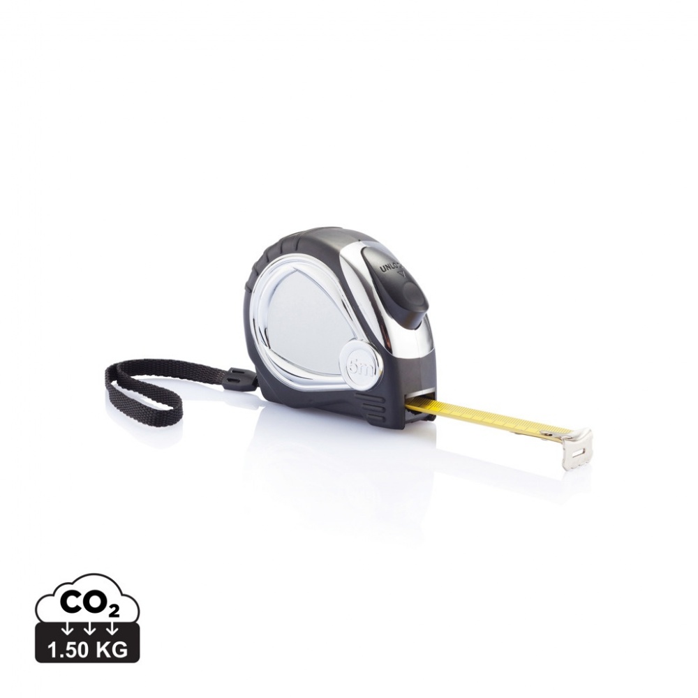 Logo trade corporate gifts image of: Chrome plated auto stop tape measure