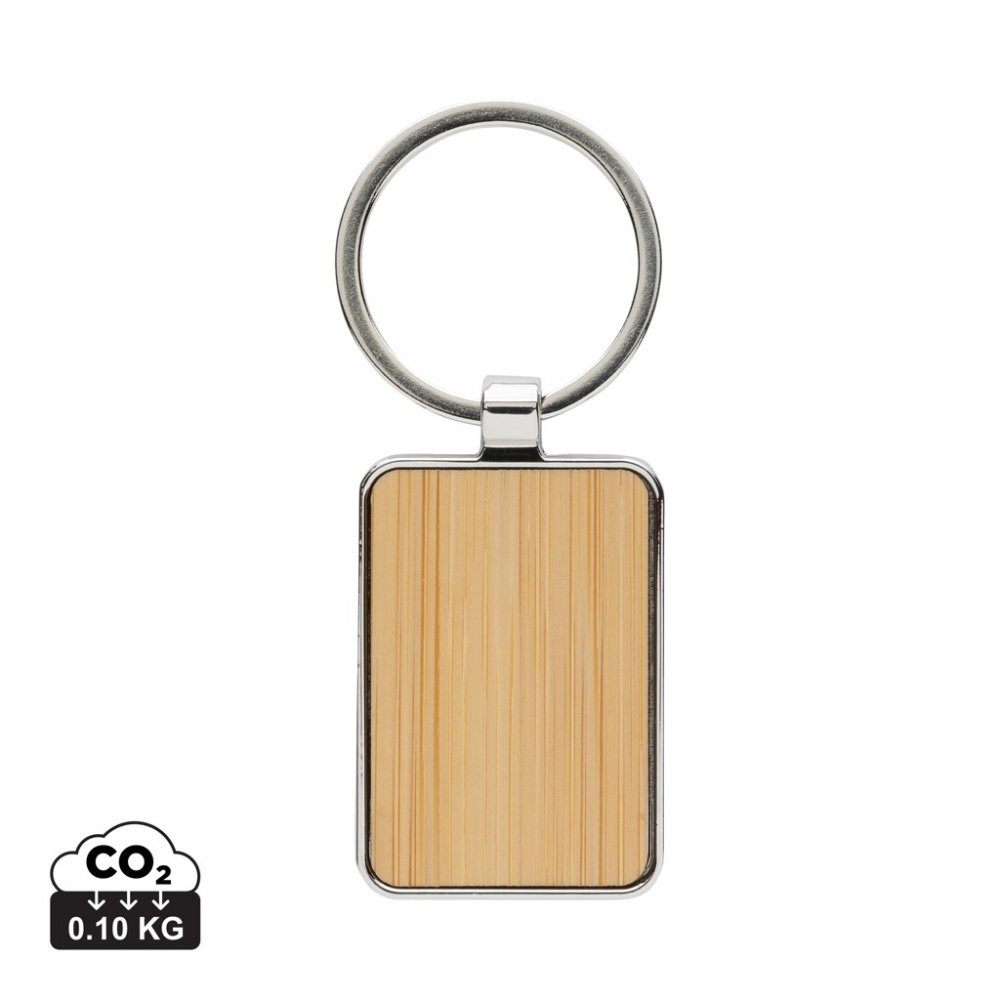 Logotrade promotional merchandise picture of: RCS recycled zinc alloy rectangle keychain with bamboo