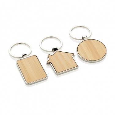 Logotrade promotional item picture of: RCS recycled zinc alloy rectangle keychain with bamboo