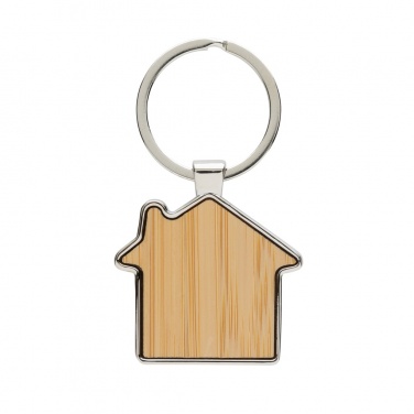Logotrade promotional gift image of: RCS recycled zinc alloy house keychain with bamboo