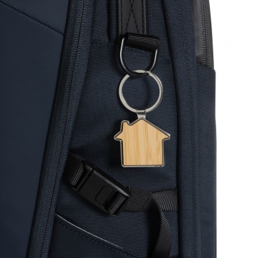 Logotrade advertising product picture of: RCS recycled zinc alloy house keychain with bamboo
