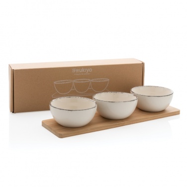 Logo trade promotional giveaway photo of: Ukiyo 3pc serving bowl set with bamboo tray