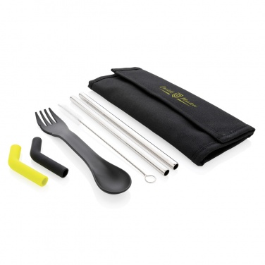 Logotrade promotional giveaway image of: Tierra 2pcs straw and cutlery set in pouch