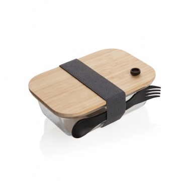Logo trade advertising products image of: Glass lunchbox with bamboo lid