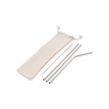 Logo trade promotional product photo of: Reusable stainless steel 3 pcs straw set