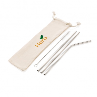 Logotrade promotional gift picture of: Reusable stainless steel 3 pcs straw set