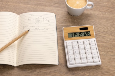 Logotrade promotional gift image of: Utah RCS recycled plastic and  bamboo calculator