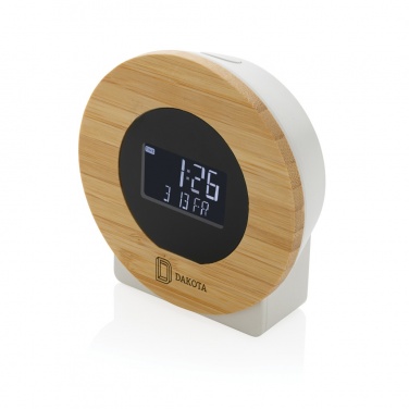 Logo trade promotional products image of: Utah RCS rplastic and bamboo LCD desk clock