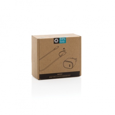 Logotrade promotional giveaways photo of: Boost RCS reycled PET 20W type C 2 pcs charging set