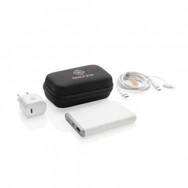 Logo trade promotional merchandise image of: Surge RCS recyled PET 20W type C 3 pcs charging set