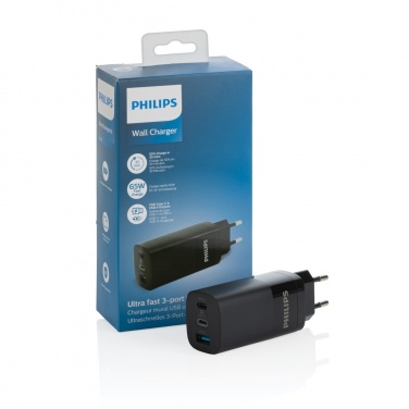 Logotrade promotional gift picture of: Philips 65W ultra fast PD 3-port USB wall charger