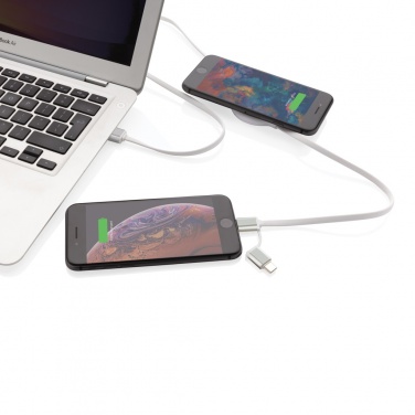 Logo trade advertising product photo of: 3-in-1 cable with 5W bamboo wireless charger