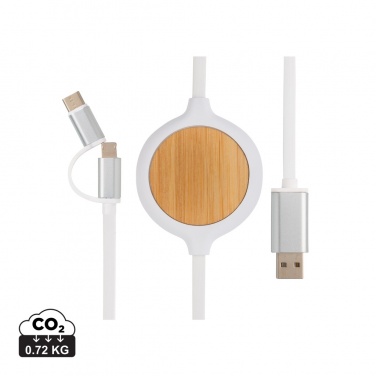 Logotrade corporate gift image of: 3-in-1 cable with 5W bamboo wireless charger