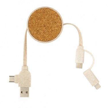 Logotrade promotional item image of: Cork and Wheat 6-in-1 retractable cable