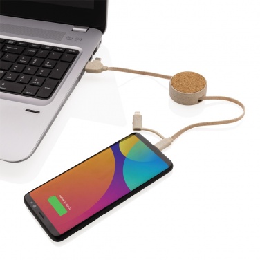 Logo trade advertising products image of: Cork and Wheat 6-in-1 retractable cable
