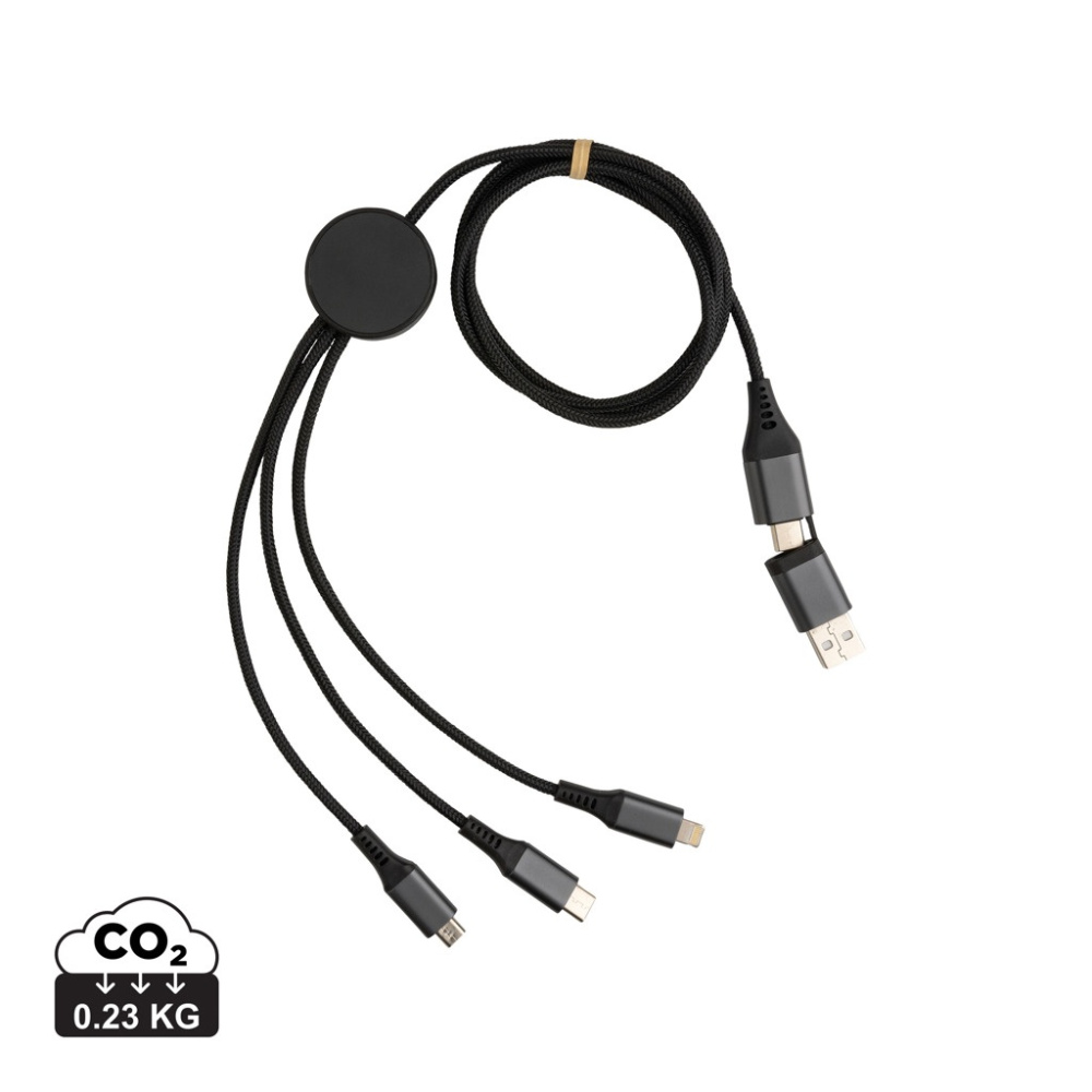 Logo trade corporate gift photo of: Terra RCS recycled aluminium 120cm 6-in-1 cable