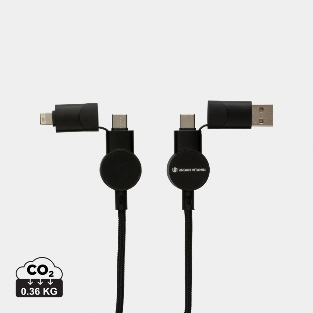 Logo trade business gifts image of: Oakland RCS recycled plastic 6-in-1 fast charging 45W cable