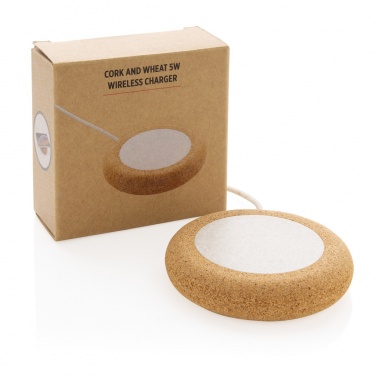 Logotrade promotional item image of: Cork and Wheat 5W wireless charger