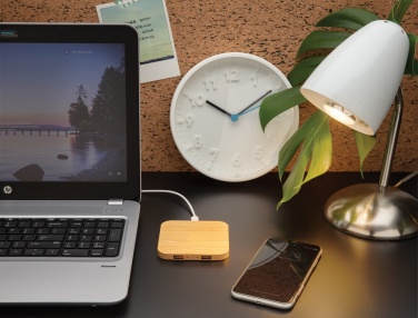 Logotrade promotional merchandise photo of: Bamboo 5W wireless charger with USB