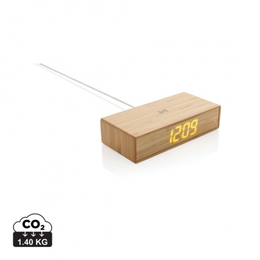 Logo trade advertising product photo of: Bamboo alarm clock with 5W wireless charger