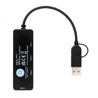 Logo trade promotional giveaways image of: RCS recycled plastic USB hub with dual input