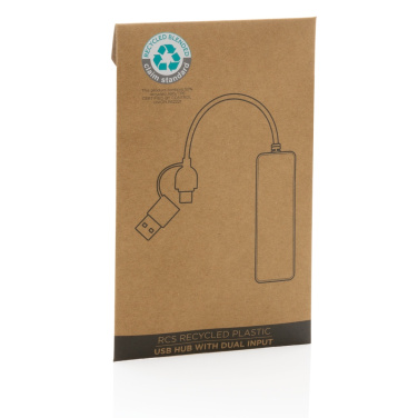 Logo trade advertising products picture of: RCS recycled plastic USB hub with dual input