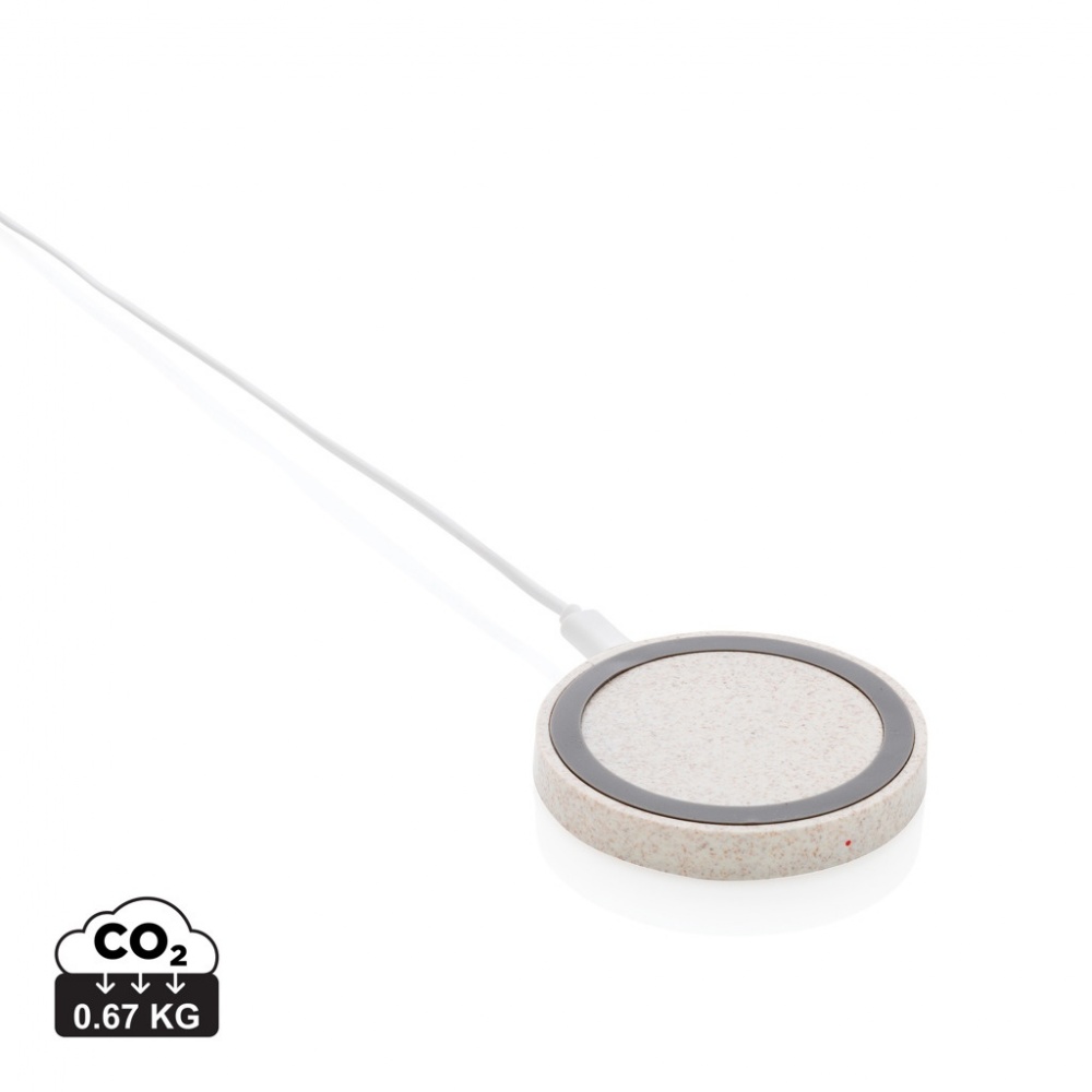 Logotrade promotional merchandise picture of: Wheat Straw 5W round wireless charging pad