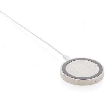 Logotrade promotional item picture of: Wheat Straw 5W round wireless charging pad