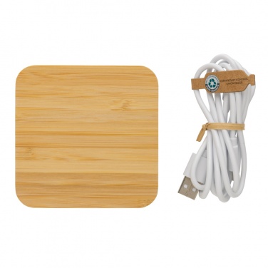 Logotrade promotional items photo of: Bamboo 10W wireless charger with USB