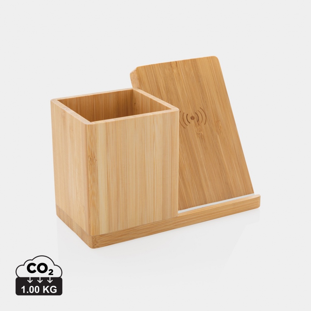 Logo trade corporate gift photo of: Calgary bamboo 10W wireless charger