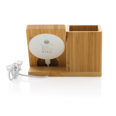 Logo trade promotional products image of: Calgary bamboo 10W wireless charger