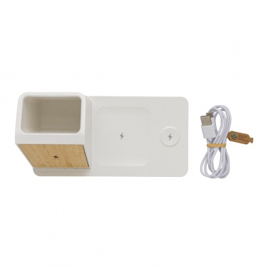 Logo trade promotional items picture of: Ontario recycled plastic & bamboo 3-in-1 wireless charger