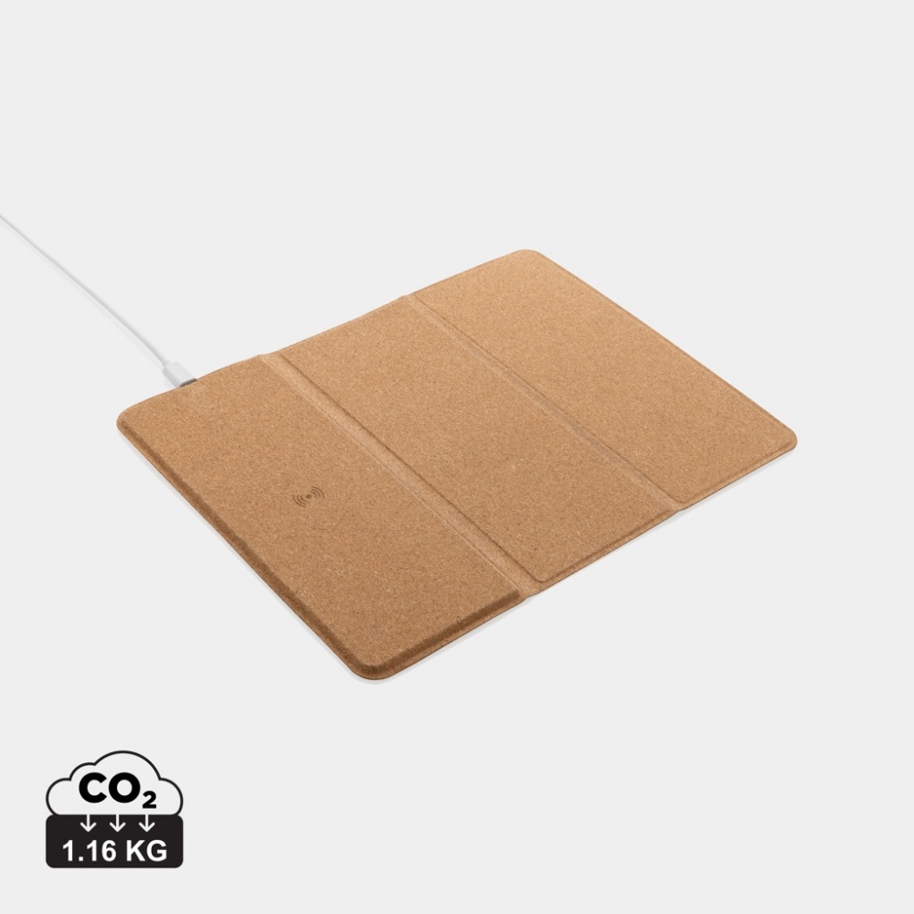 Logotrade promotional product picture of: 10W wireless charging cork mousepad and stand